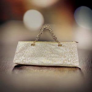 Iceware Gold Metallic Animal Print Insulated Wine Lunch Bag Chain Handles NWOT